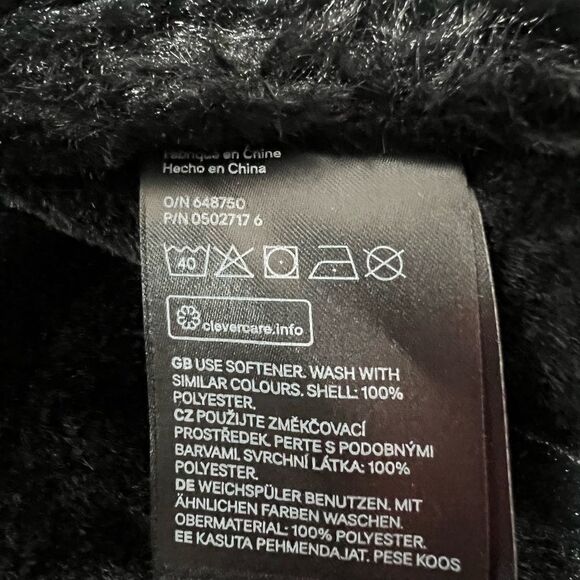 H&M Faux Fur-lined Biker Jacket Black Full Zip Aviator Size 8 - Picture 12 of 15